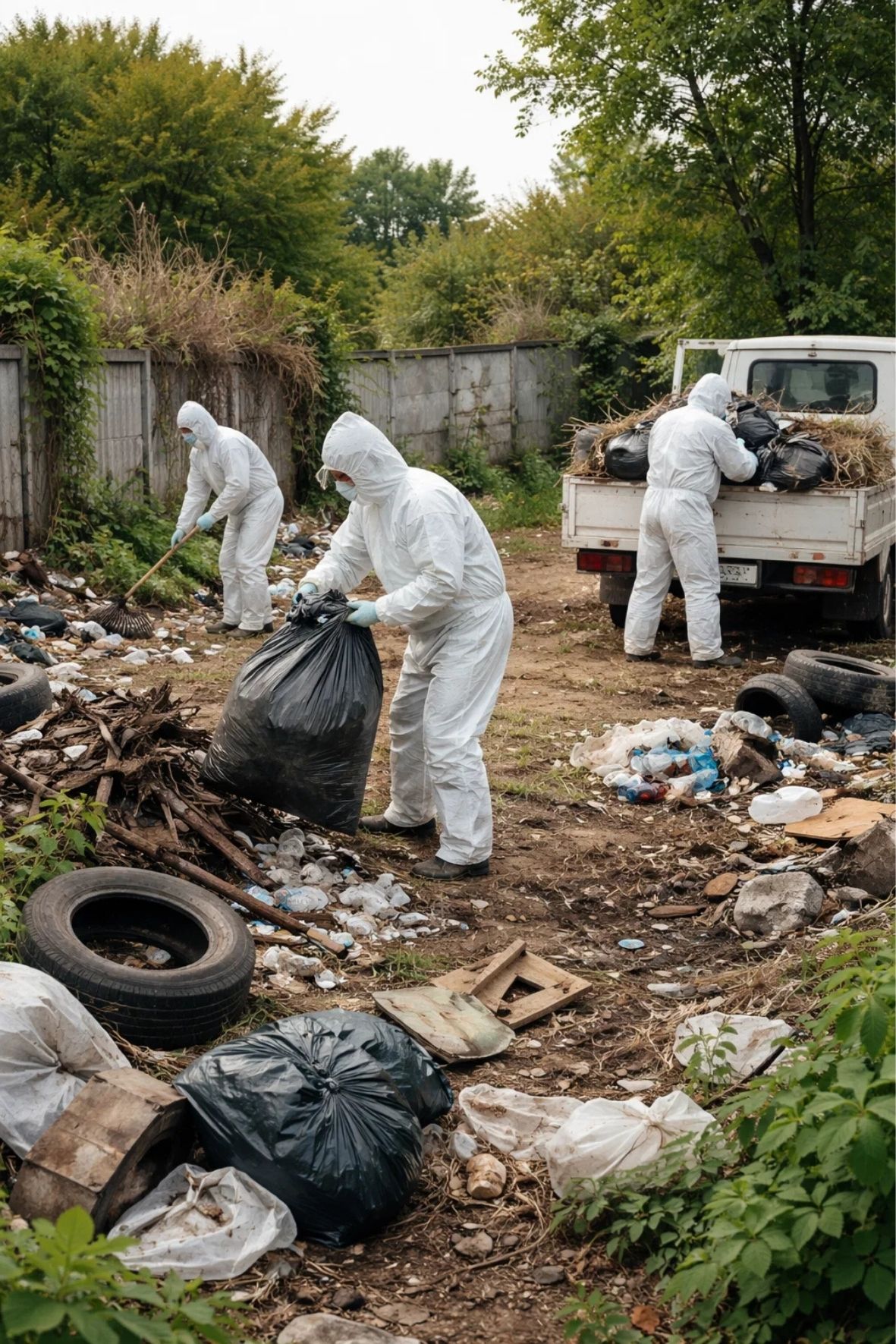 Équipe spécialisée en ramassage de débris extérieurs sur terrain privé à Asbestos