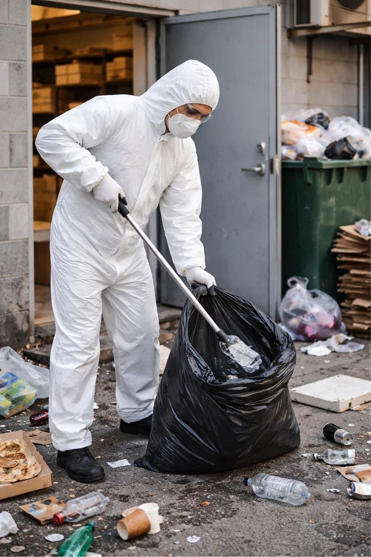 Intervention de désencombrement urbain près d’un bâtiment commercial à Asbestos