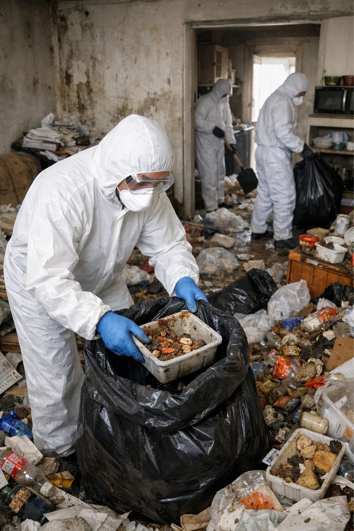 Désencombrement d’un logement touché par le syndrome de Diogène à Asbestos
